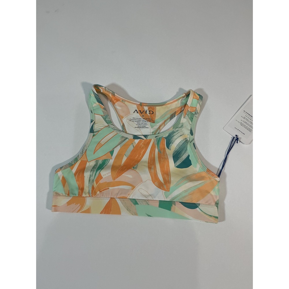 NWT AVID Sportswear Calusa Hydro Performance Top Tropical Sports Bra Size S